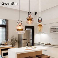 Suspension LED industrielle en verre design