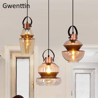 Suspension LED industrielle en verre design