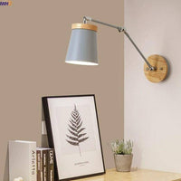 Applique murale design métal et bois, bras articulé à LED