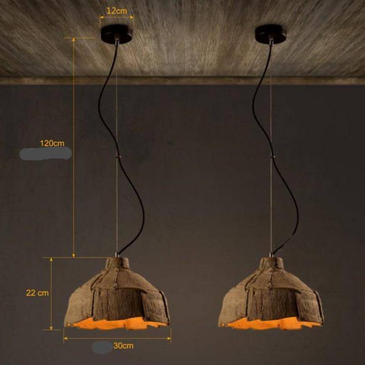 Suspension LED Rétro avec Abat-Jour Effet Écorce