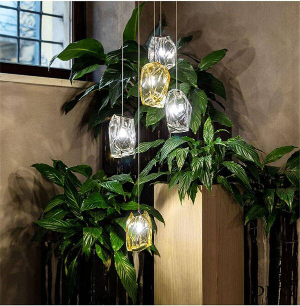 Suspension LED en verre cristal coloré Luxury
