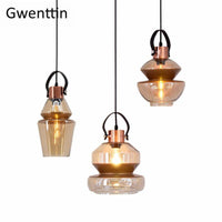 Suspension LED industrielle en verre design