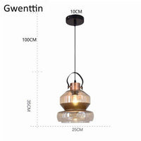 Suspension LED industrielle en verre design