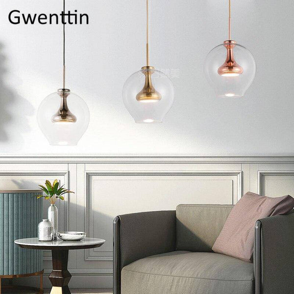 Suspension LED design "Lumina" en métal et verre