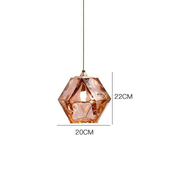 Suspension Diamant Coloré en Verre Cristal - Élégance Lumineuse