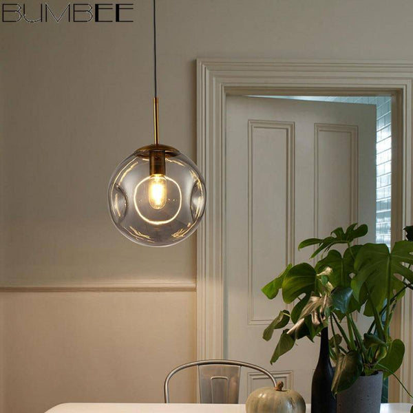 Suspension design boule en verre fumé Ball Déformé