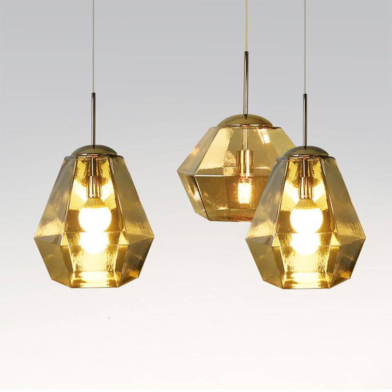Suspension LED en verre coloré : Diamants Design