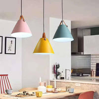 Suspension Conique Colorée avec Anse en Tissu