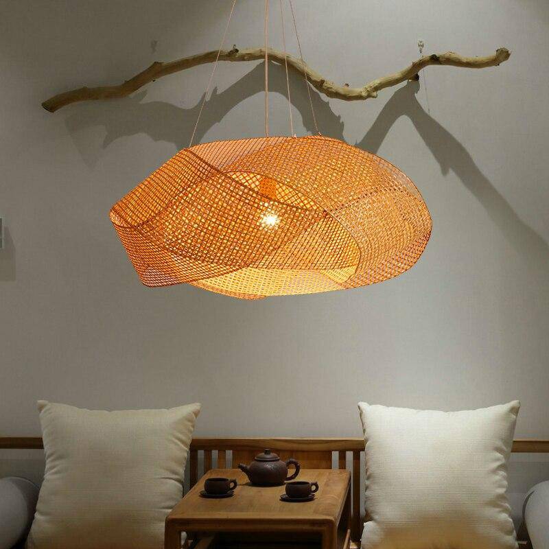 Lustre nuage en bambou Tatami - Design entrelacé