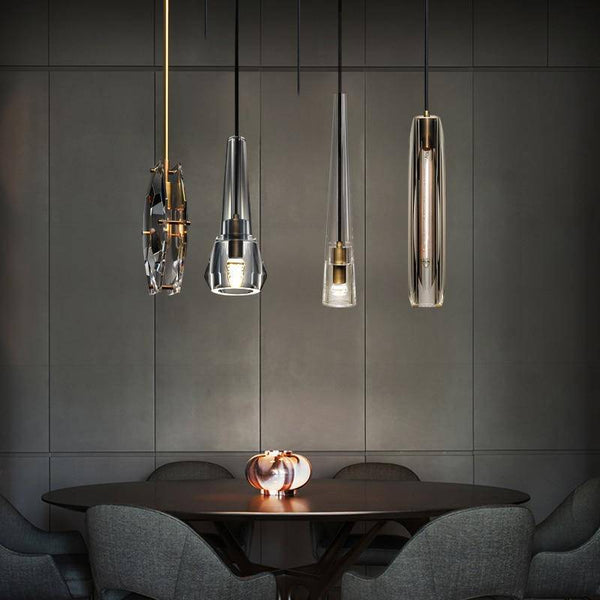 Suspension design en verre fumé cristal LED Luxury