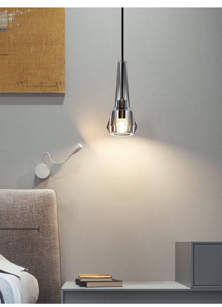 Suspension design en verre fumé cristal LED Luxury