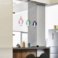 Suspension lumineuse en verre coloré LED