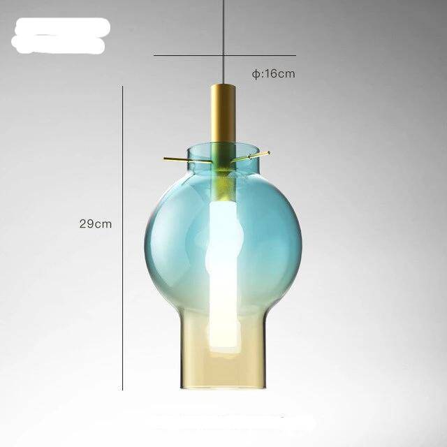 Suspension lumineuse en verre coloré LED