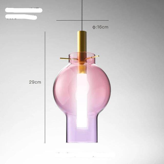 Suspension lumineuse en verre coloré LED