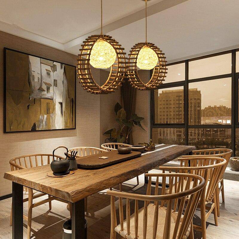 Suspension boule rail en bambou - Style Nordique