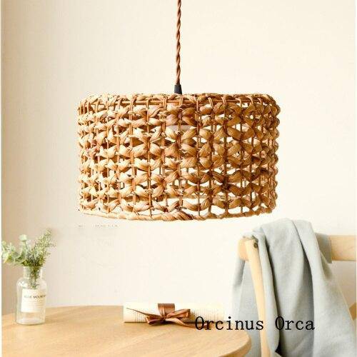 Suspension cylindrique en rotin naturel