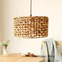 Suspension cylindrique en rotin naturel