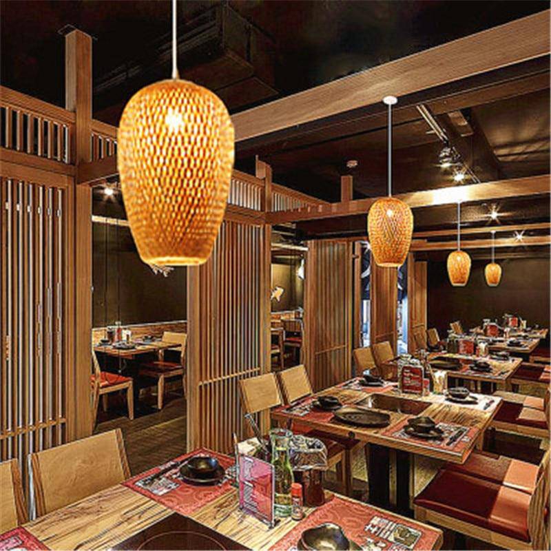 Suspension design en bambou Rattan