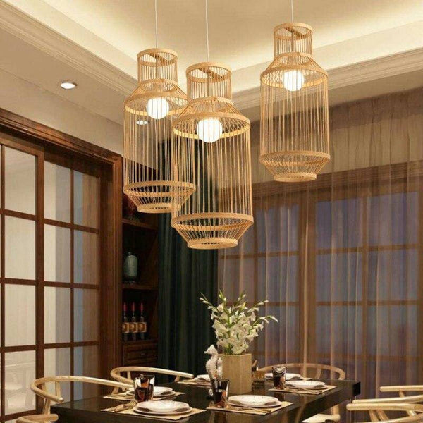 Suspension Geometric Bamboo Cage