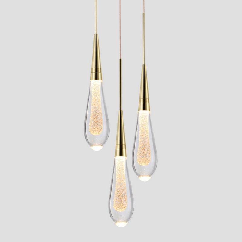 Suspension Luxury en verre cristal doré LED