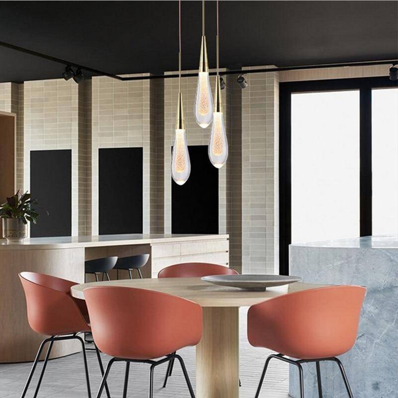 Suspension Luxury en verre cristal doré LED