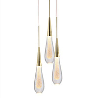 Suspension Luxury en verre cristal doré LED