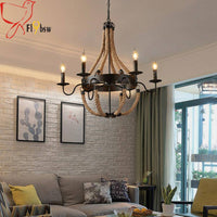 Lustre Rustique Métal & Cordages Flamme