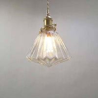 Suspension vintage en verre et support doré en Brass