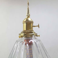 Suspension vintage en verre et support doré en Brass