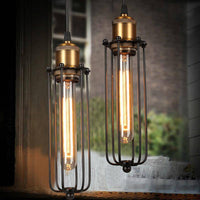 Suspension LED industrielle en métal, style rétro cage.