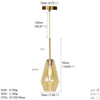 Suspension LED design en verre style Edison
