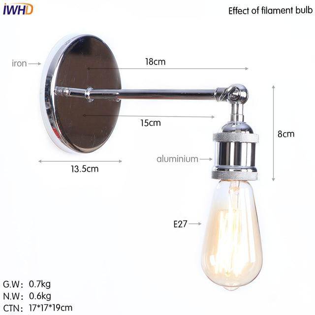 Applique Murale Rétro LED Argentée Edison