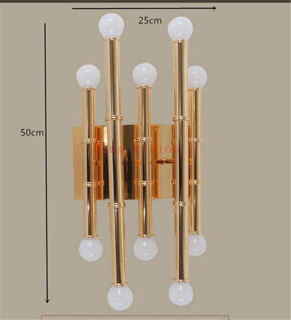 Applique murale LED moderne en métal doré style bambou
