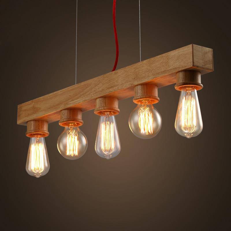Suspension Bois Industrielle Miniluminescence.