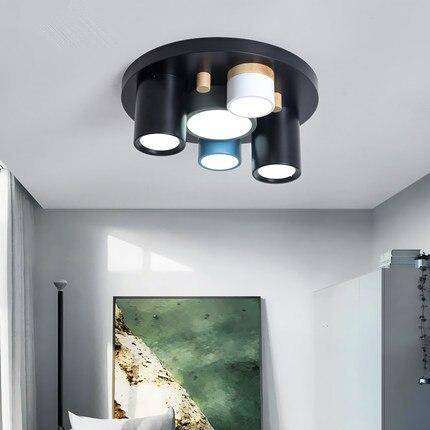 Plafonnier lumineux à LED avec spots cylindriques colorés