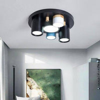 Plafonnier lumineux à LED avec spots cylindriques colorés