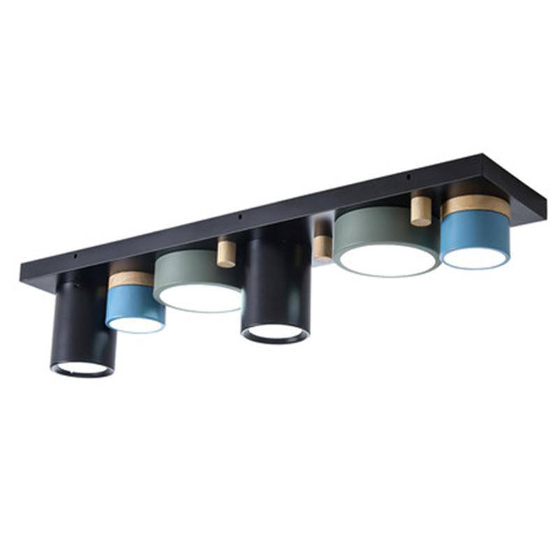 Plafonnier lumineux à LED avec spots cylindriques colorés