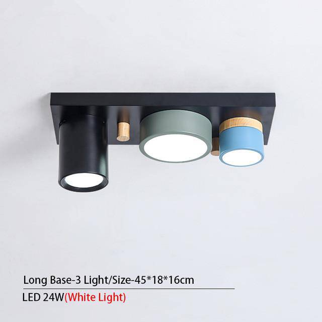 Plafonnier lumineux à LED avec spots cylindriques colorés