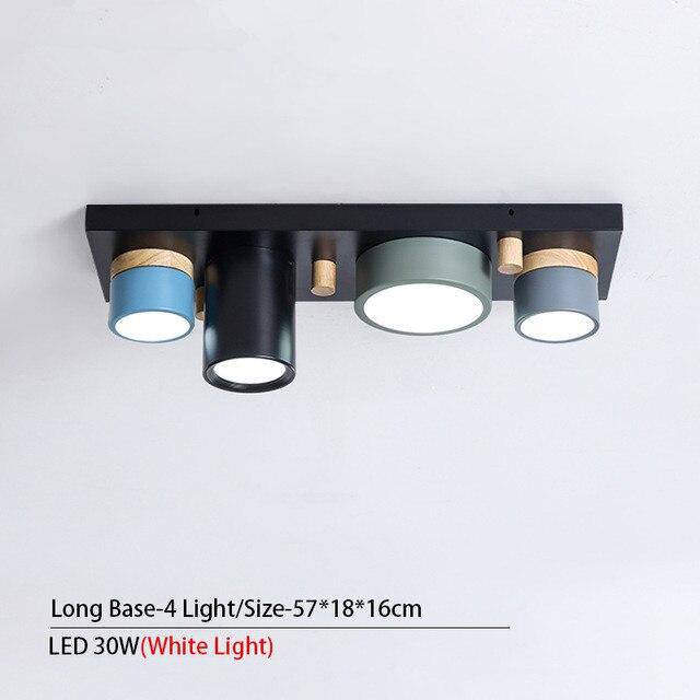 Plafonnier lumineux à LED avec spots cylindriques colorés