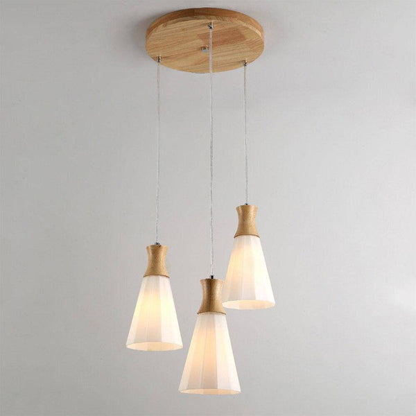 Suspension lumineuse en cône bois japonais