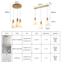 Suspension lumineuse en cône bois japonais
