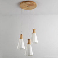 Suspension LED blanche et bois - Design scandinave