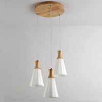 Suspension lumineuse en cône bois japonais
