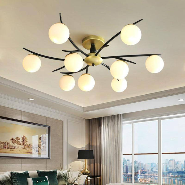 Plafonnier design LED "Lumina" - Métal & Boules en Verre