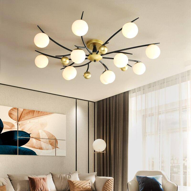 Plafonnier design LED "Lumina" - Métal & Boules en Verre