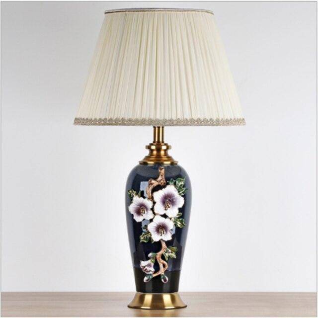 Lampe à poser LED en céramique noire, style Japonais