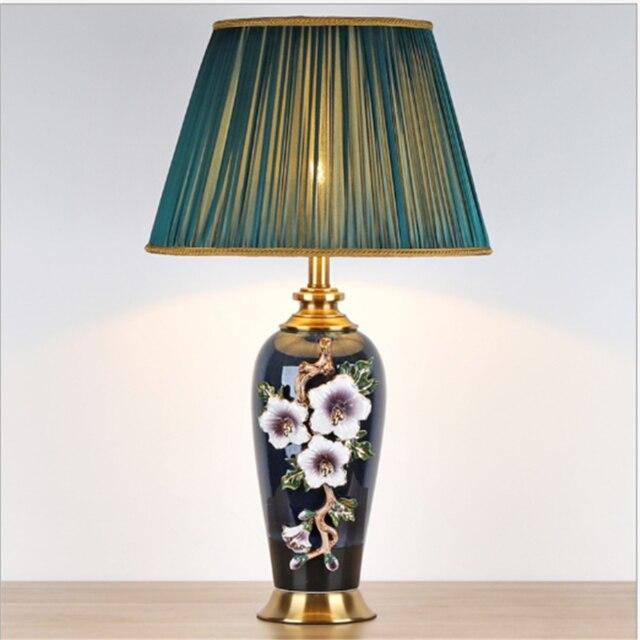 Lampe à poser LED en céramique noire, style Japonais
