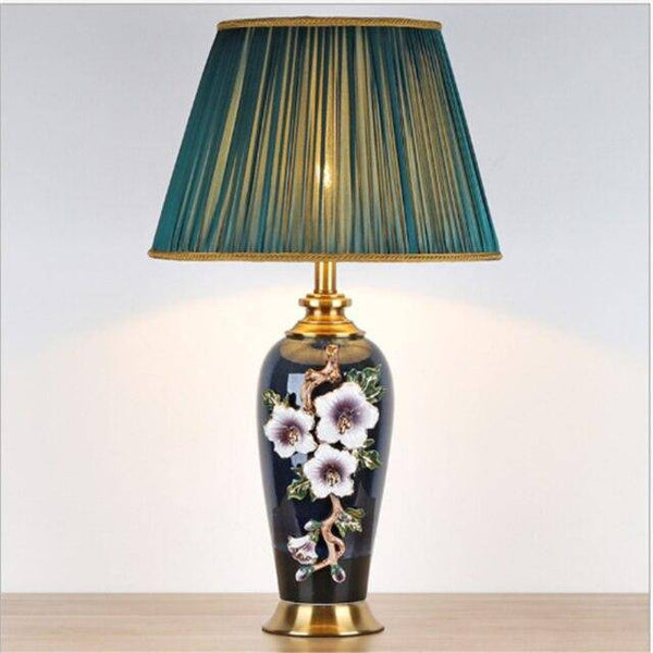 Lampe à poser LED en céramique noire, style Japonais