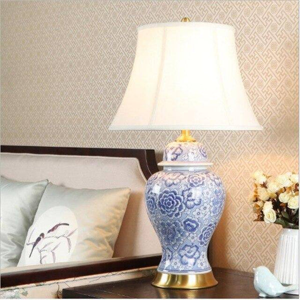 Lampe à poser LED "Sakura" en céramique bleue
