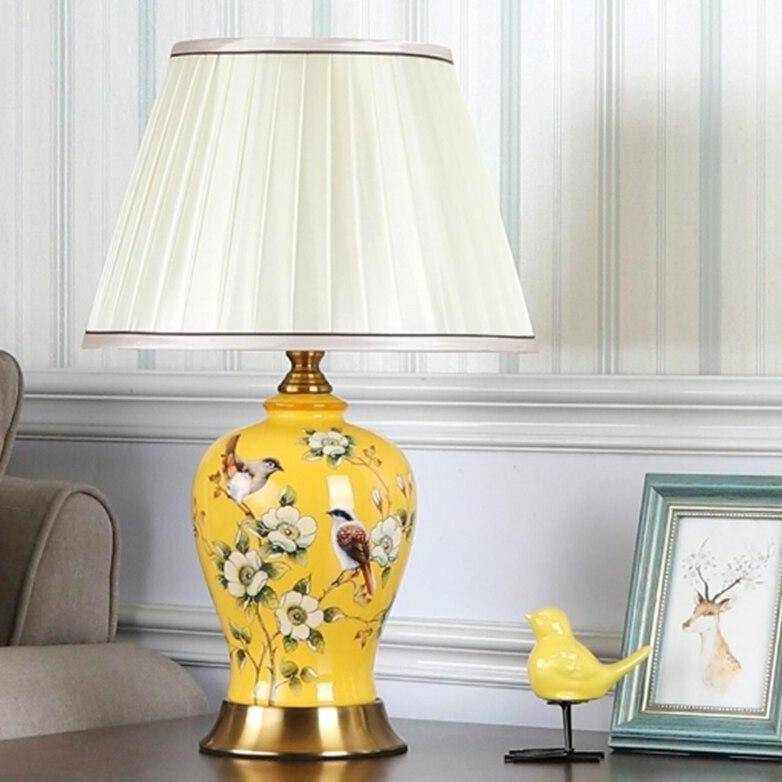 Lampe LED céramique et fleurs, style Japonais